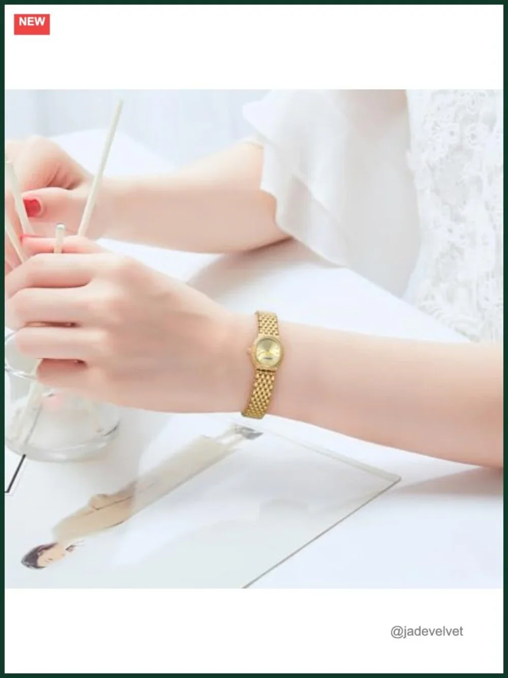 Vintage Oval Quartz Wrist Watch with Gold Tone Bracelet